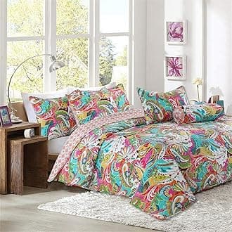 Gorgeous Paisley Floral Bloom Reversible Quilt Bedding Set, Bedspread Coverlet Lightweight for All Seasons (Flourish, King - 3 Piece)