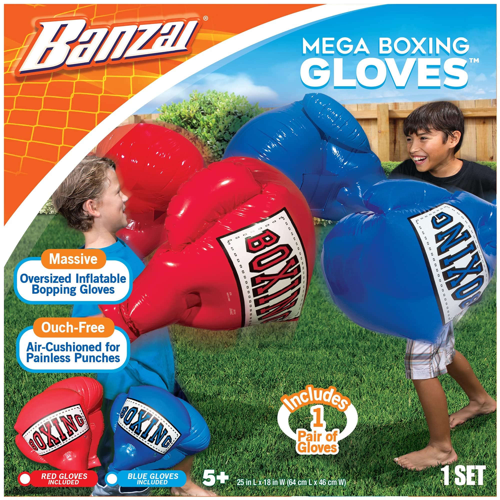 BANZAI Kids Inflatable Mega Boxing Gloves, Red Blue