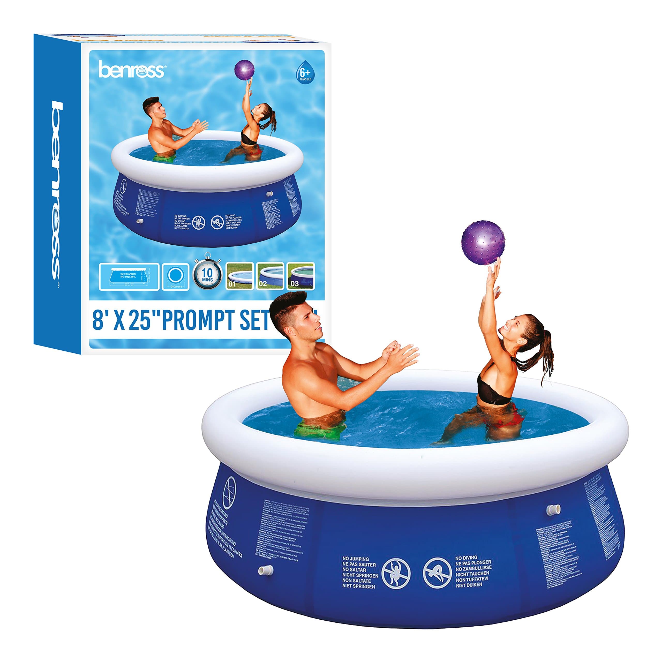 Benross Avenli 83270 8ft Diameter Inflatable Family Pool/Easy Setup & Drainage / 2074 Litre Capacity/Durable 3 Ply Sidewalls/Simple Safe Filtration/Blue Colour