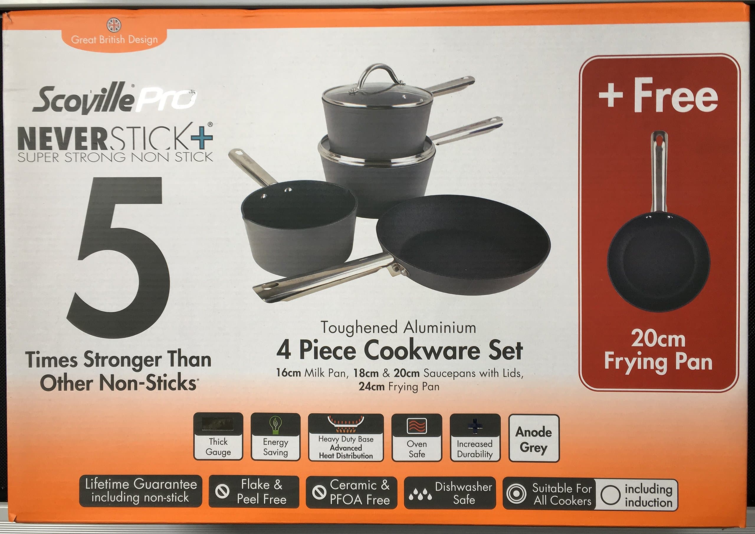 ScovillePro 4 Piece + Free Frying Pan Cookware Set