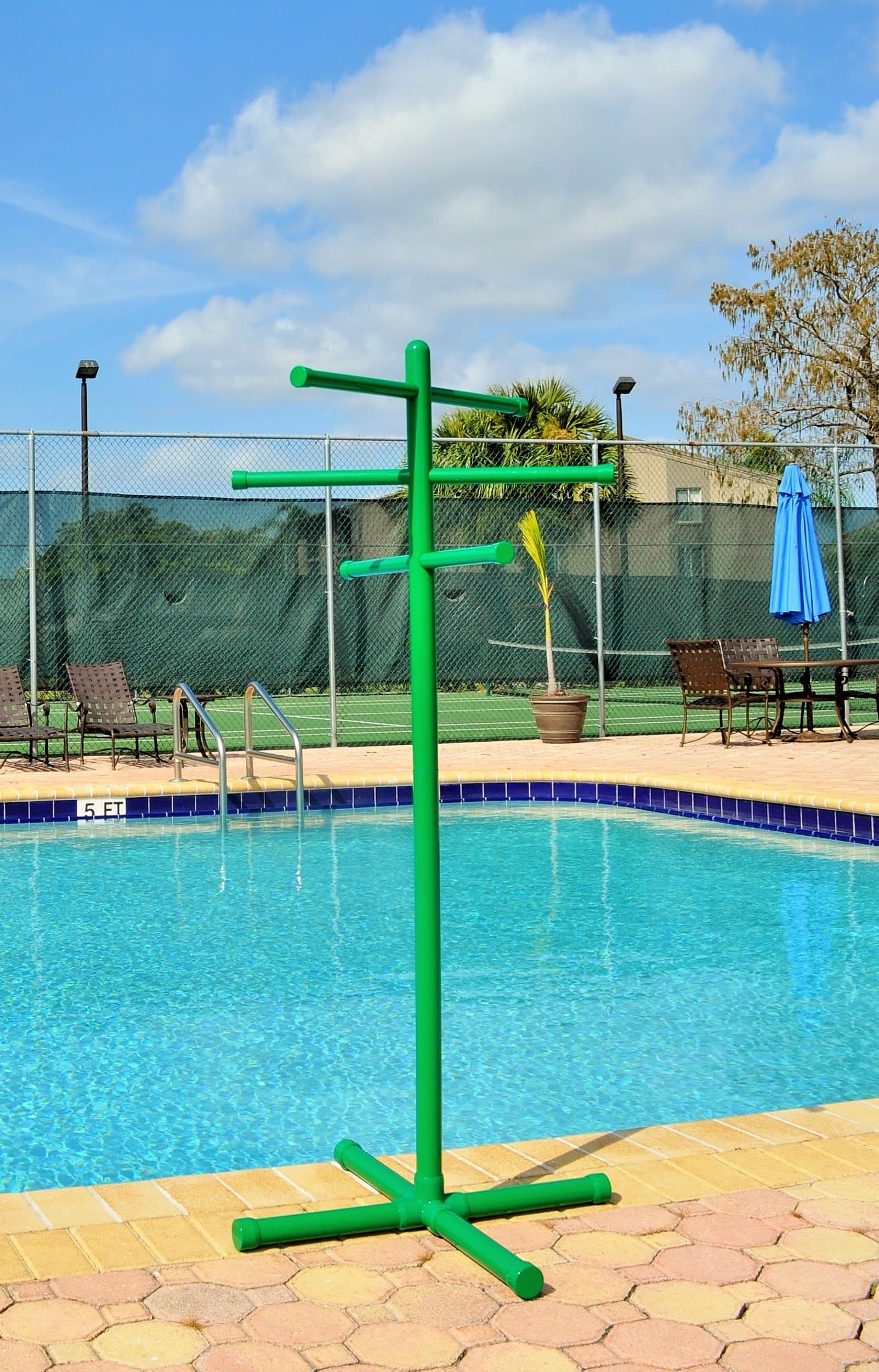 Pool & Spa Towel Rack Green Premium Extra Tall Towel Tree Outdoor PVC
