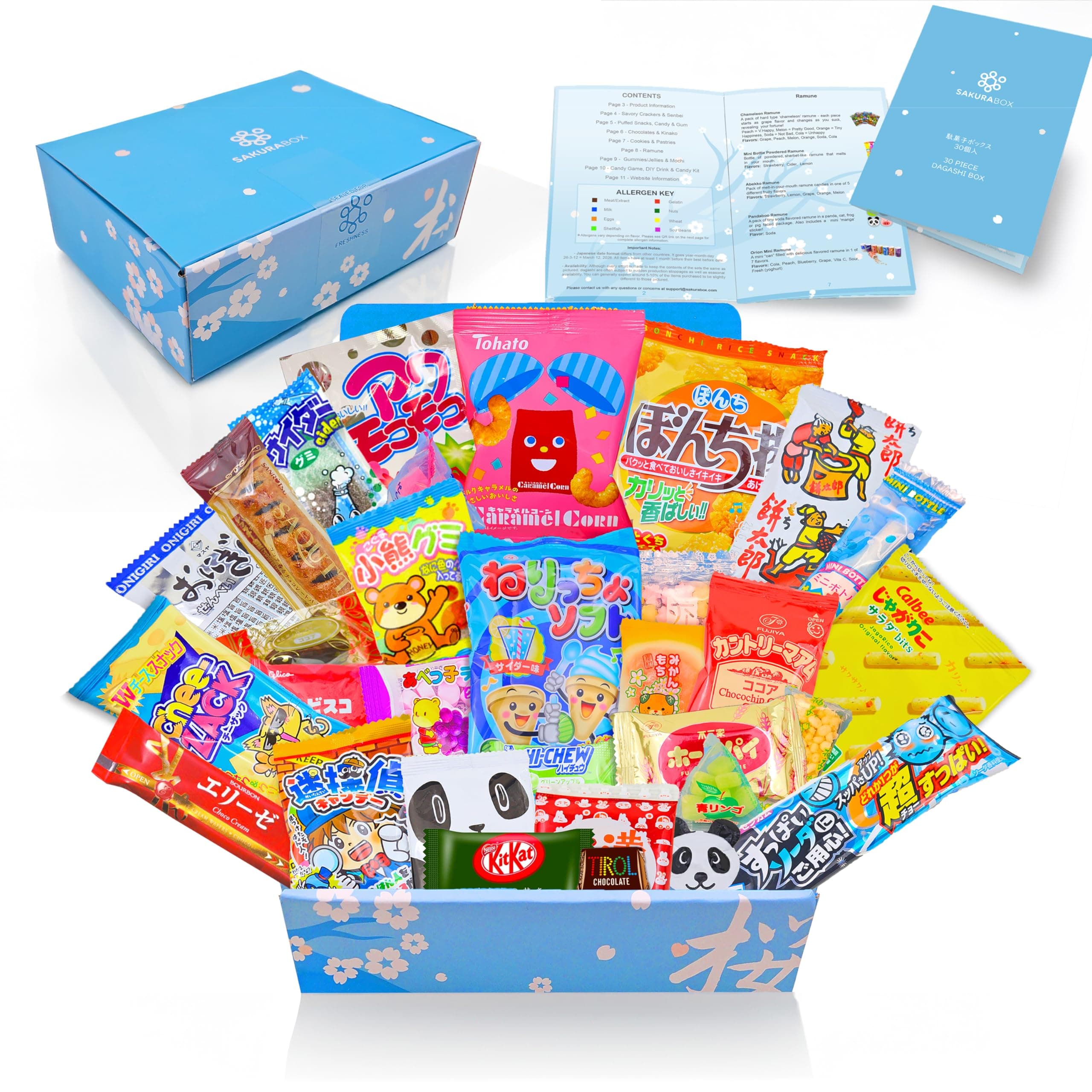 Sakura Box Japanese Snacks & Candy 30 Piece Dagashi Gift Box Set