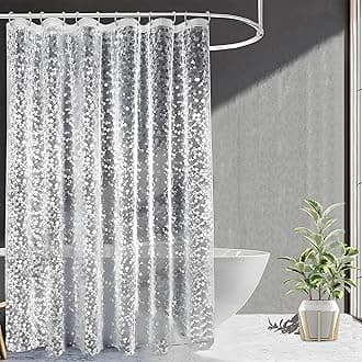 Kuber Industries Shower Curtain (7 Feet) Bathroom Curtain | AC Curtains | PVC Waterproof Bathtub Curtain | 8 Rings Curtain | Bathroom Window Curtain | Stone Print | Transparent