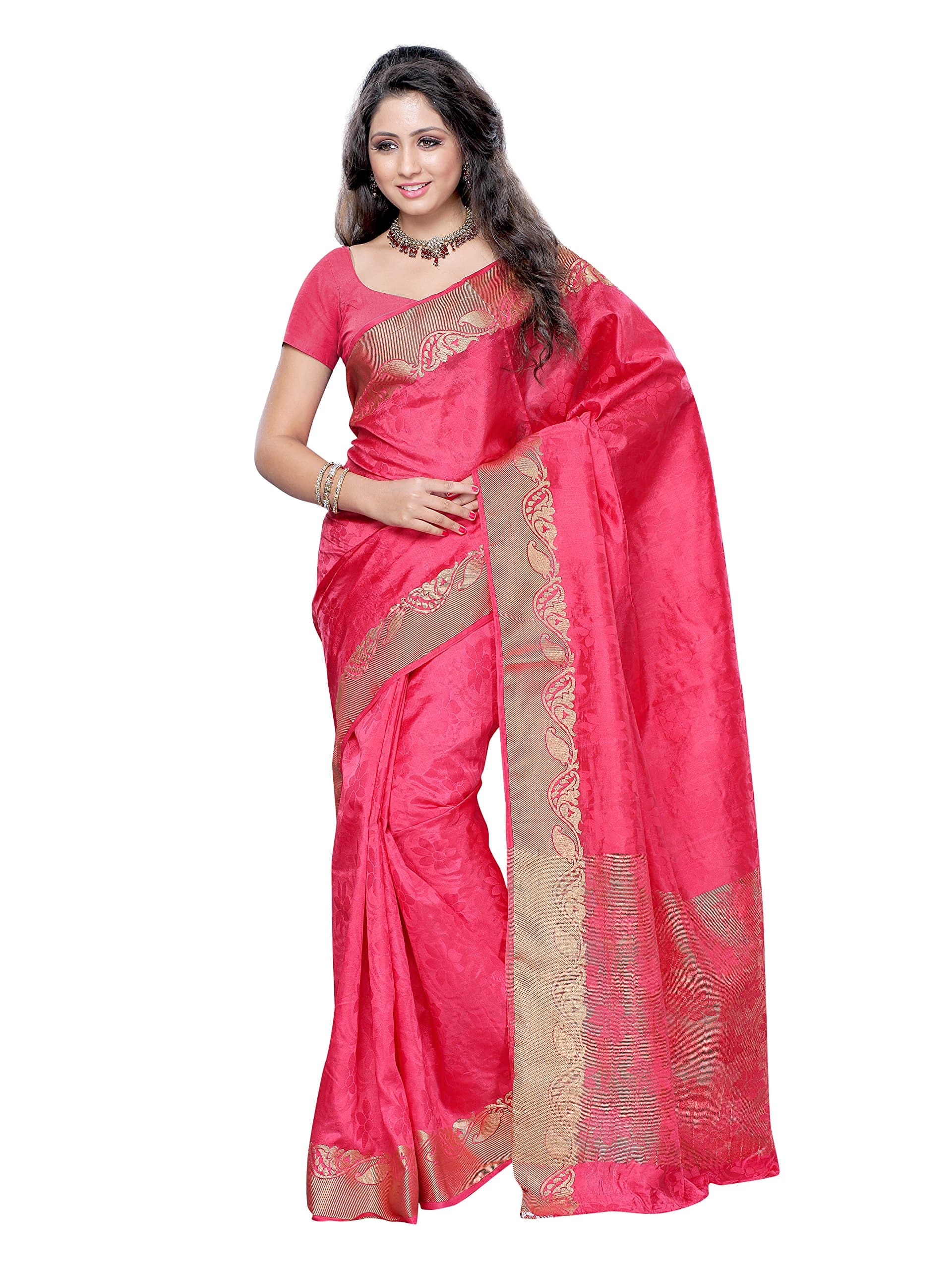 MIMOSA Womens Silk Saree (2037-Strab_Straberry)
