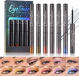 6pcs Multichrome Liquid Eyeliner Liquid, Metallic Glitter Shimmer Eye Liner, Long Lasting, Waterproof Colorful Eyeliner