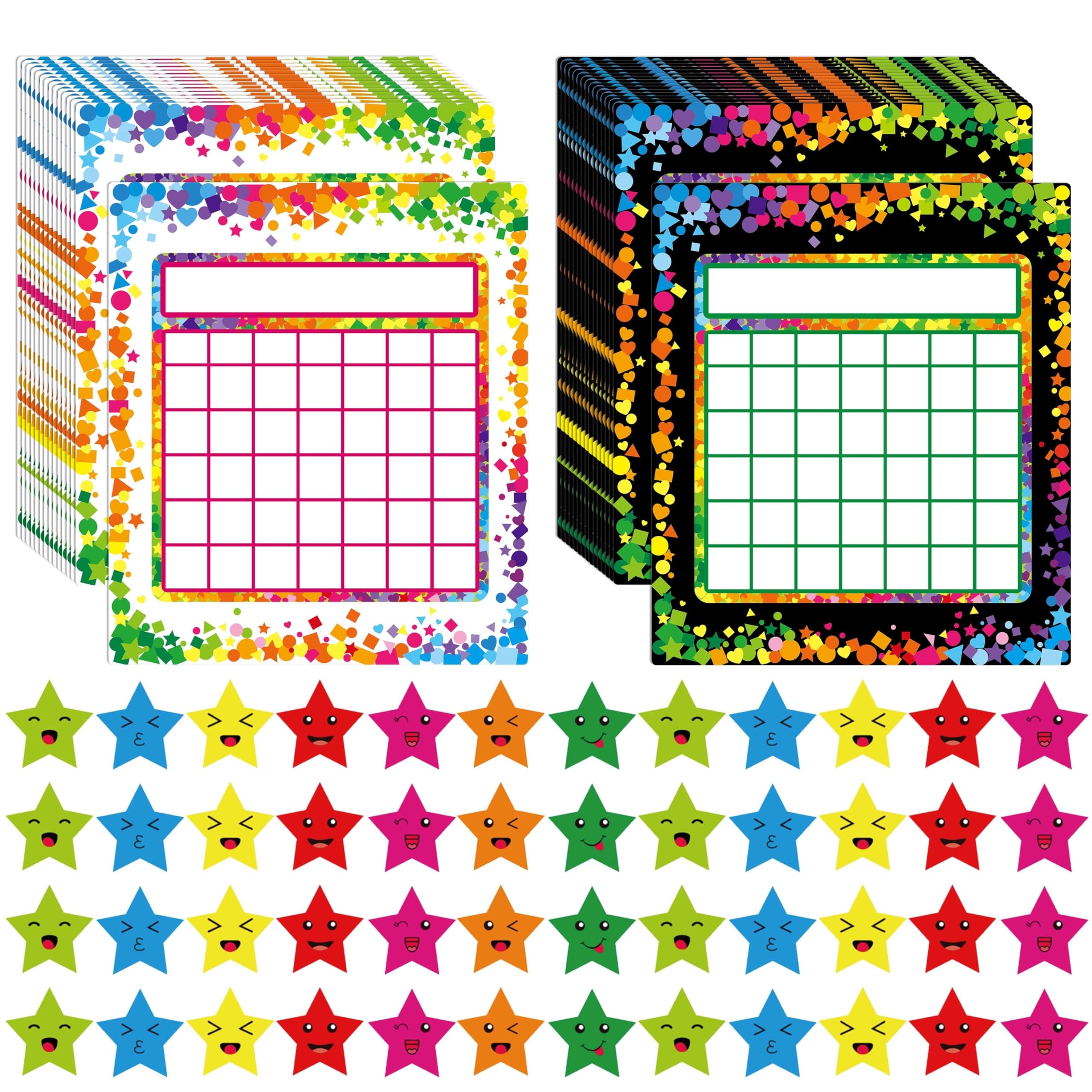 90 Classroom Reward Chart (Confetti 2 designs) with 2024 Star Stickers