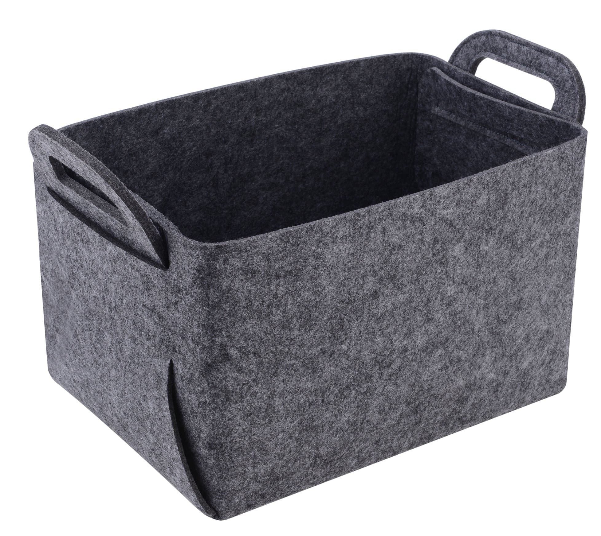 Minoisome Storage Basket Felt Storage Bin Collapsible& Convenient Box Organizer with Carry Handles for Office Bedroom Closet Babies Nursery Toys Laundry (Grey, 13.8inch(L)×9.5inch(W)×8.3inch(H))