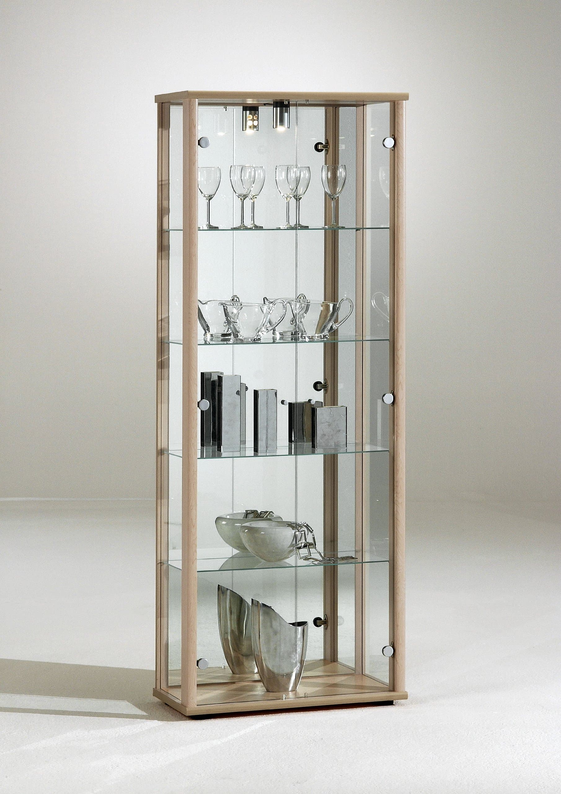 Modern Retail Or Domestic Lockable Double Glass Display Cabinets (Double Oak)