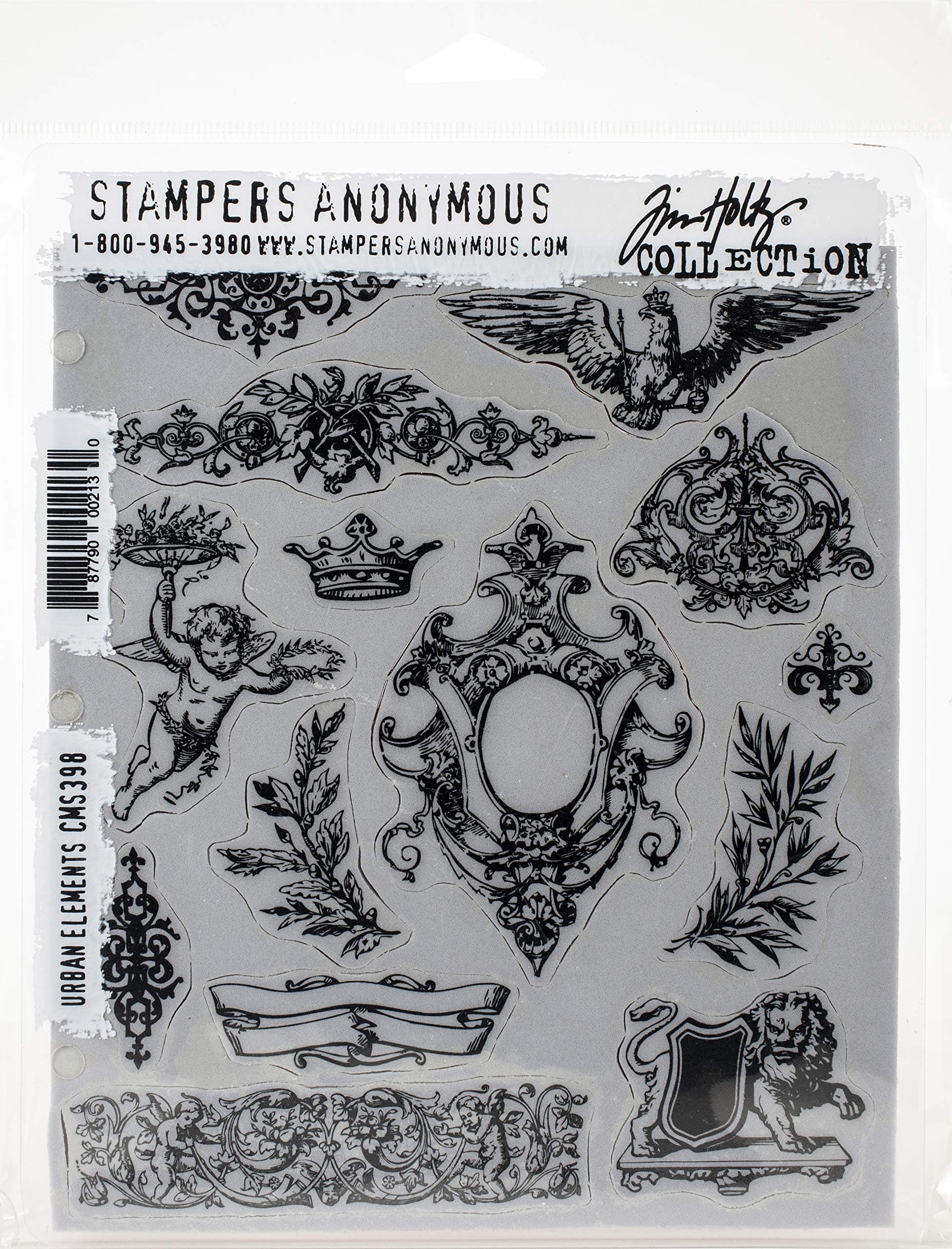 Tim Holtz - Stampers Anon CMS398 Cling RBBR Stamp Set ELEM, Urban Elements