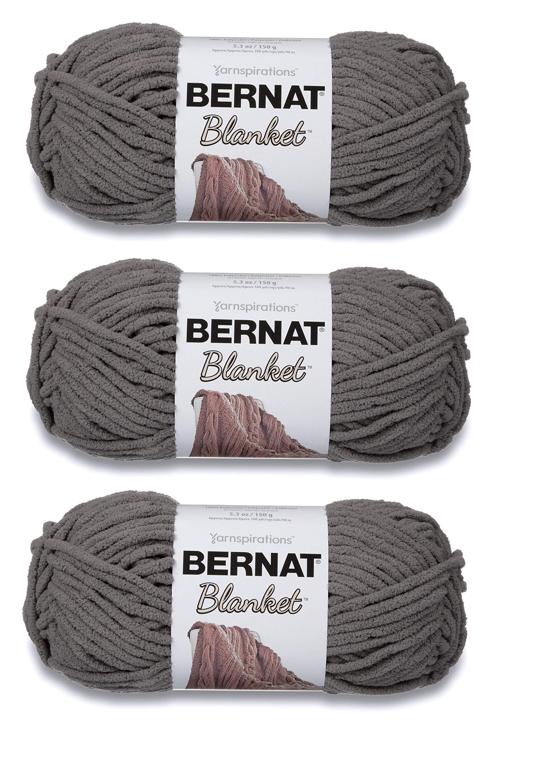 Bulk Buy: Bernat Blanket Yarn (3-Pack) Dark Grey 161200-44