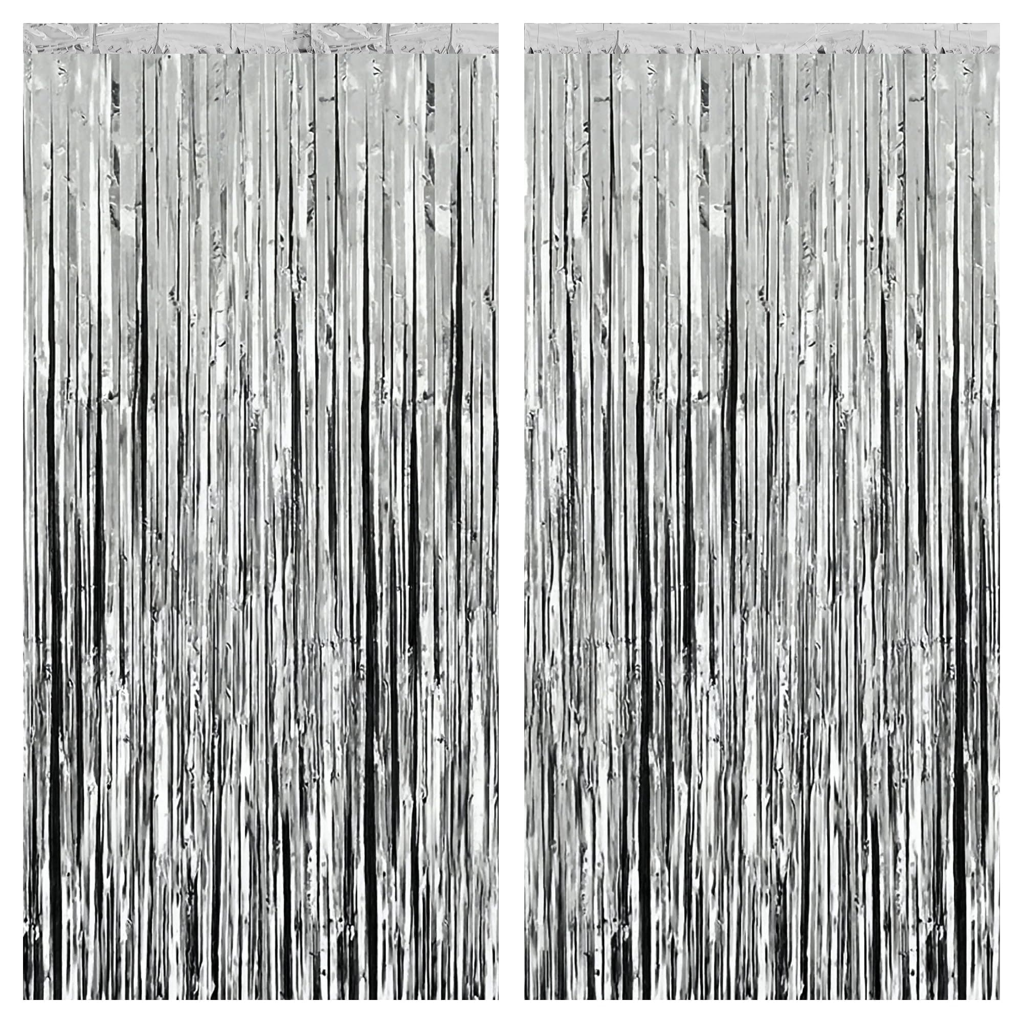 KatchOn Xtralarge 6.4X8 Feet Silver Fringe Backdrop - Big 2 Piece Streamer | Curtain For Happy New Year Decorations 2022 Foil Curtains Parties