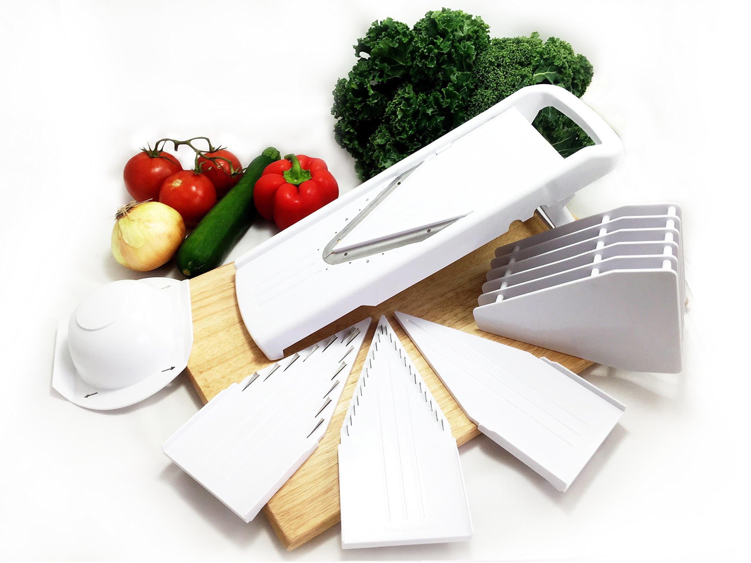 Dynamic Chef Mandoline Slicer, 5 V blades, Fruit and Vegetable Cutting Tool, Adjustable Chopping Utensil, INCLUDED How-To Video