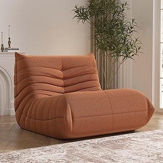 Bean Bag Chair, Fireside Chair Bean Bag Sofa Large Bean Bag Chair for Adults, Bean Bag Chairs for Teens with High Density Comfortable Foam, Memory Foam Bean Bag for Living Room, Bedroom (Orange)