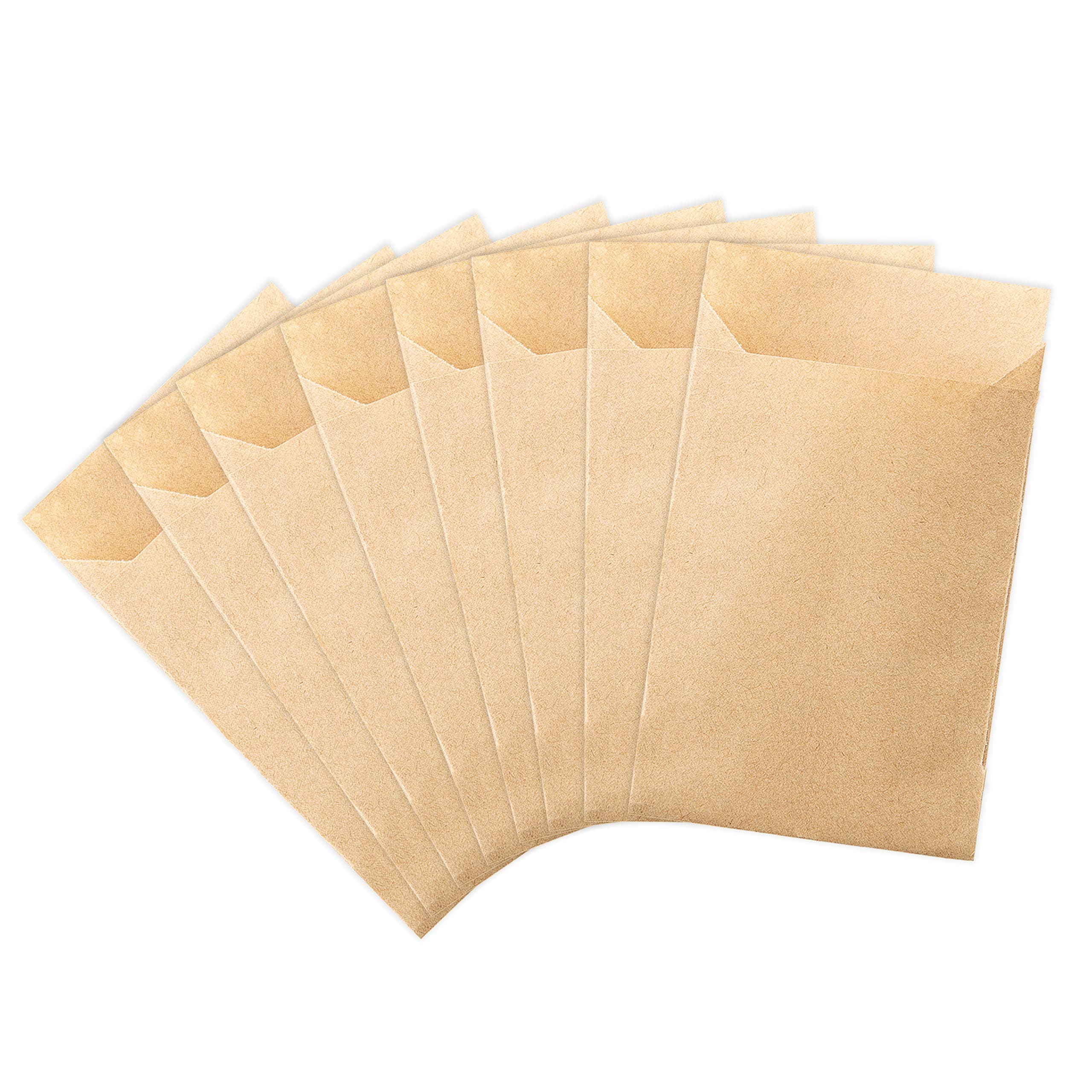 100 Small Mini Brown Paper Gift Bags – 6.5 x 9.0 cm + 1.4 cm Tab – Known for Small Mini Advent Calendar, Christmas, tears of joy jewellery bags – Wedding Favours, party etc.