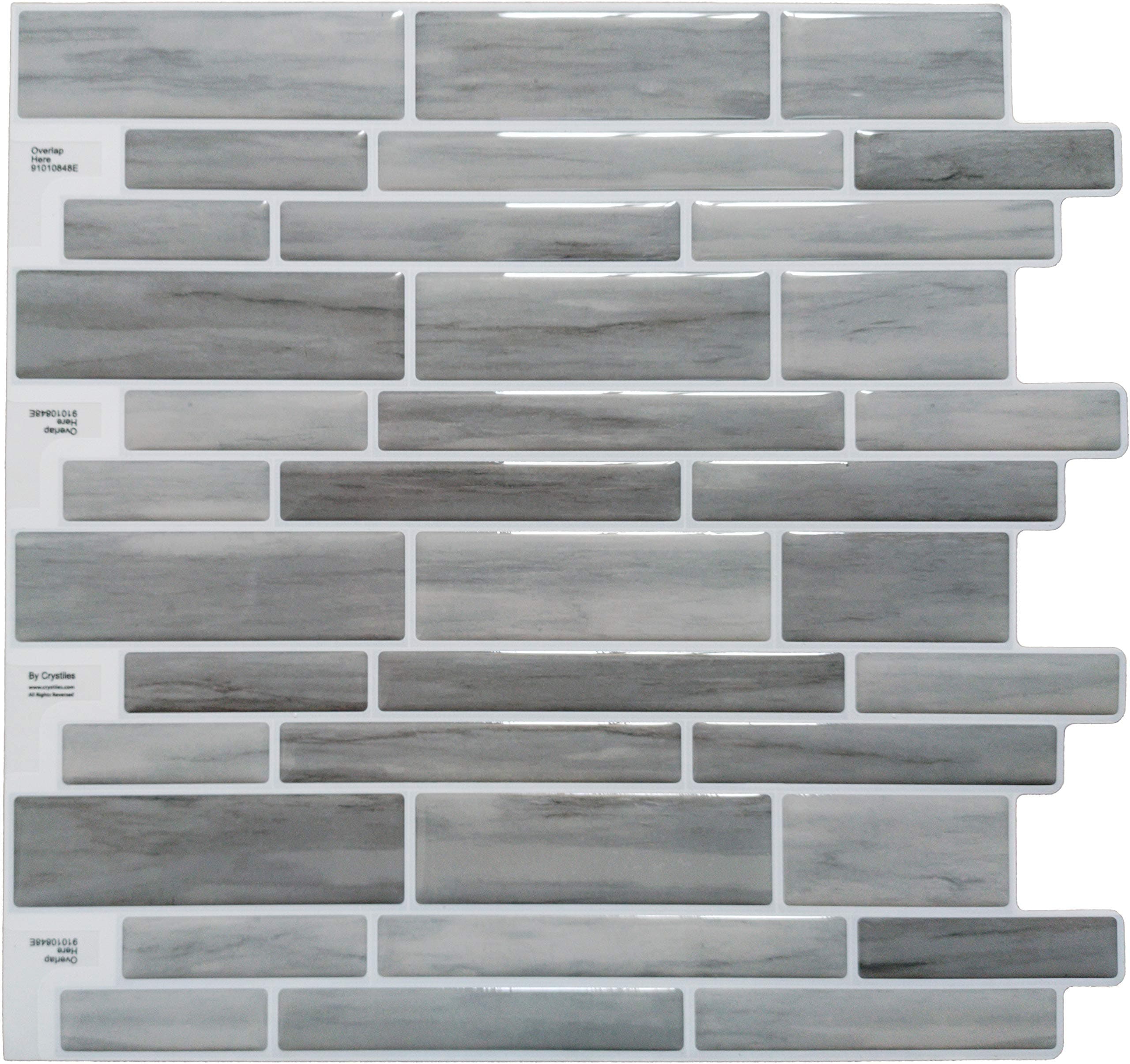 10"x10" Peel and Stick Backsplash, Self-Adhesive Kitchen Backsplash Stone Design, Grey, 1 Sheet Sample