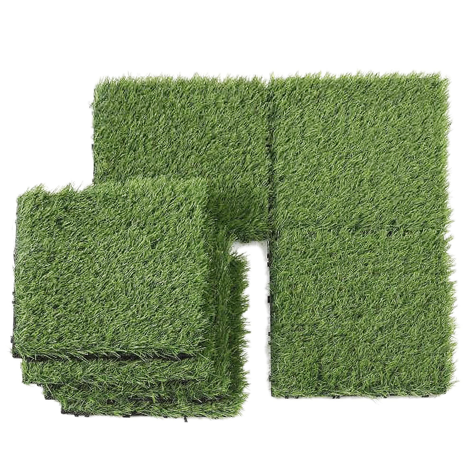 ATR Artificial Grass Turf,Interlocking Self-draining Fake Grass Tiles,Lawn Rug Permeable Backing Garden Flooring Decor Synthetic Mat for Balcony,Outdoor,8 Pack