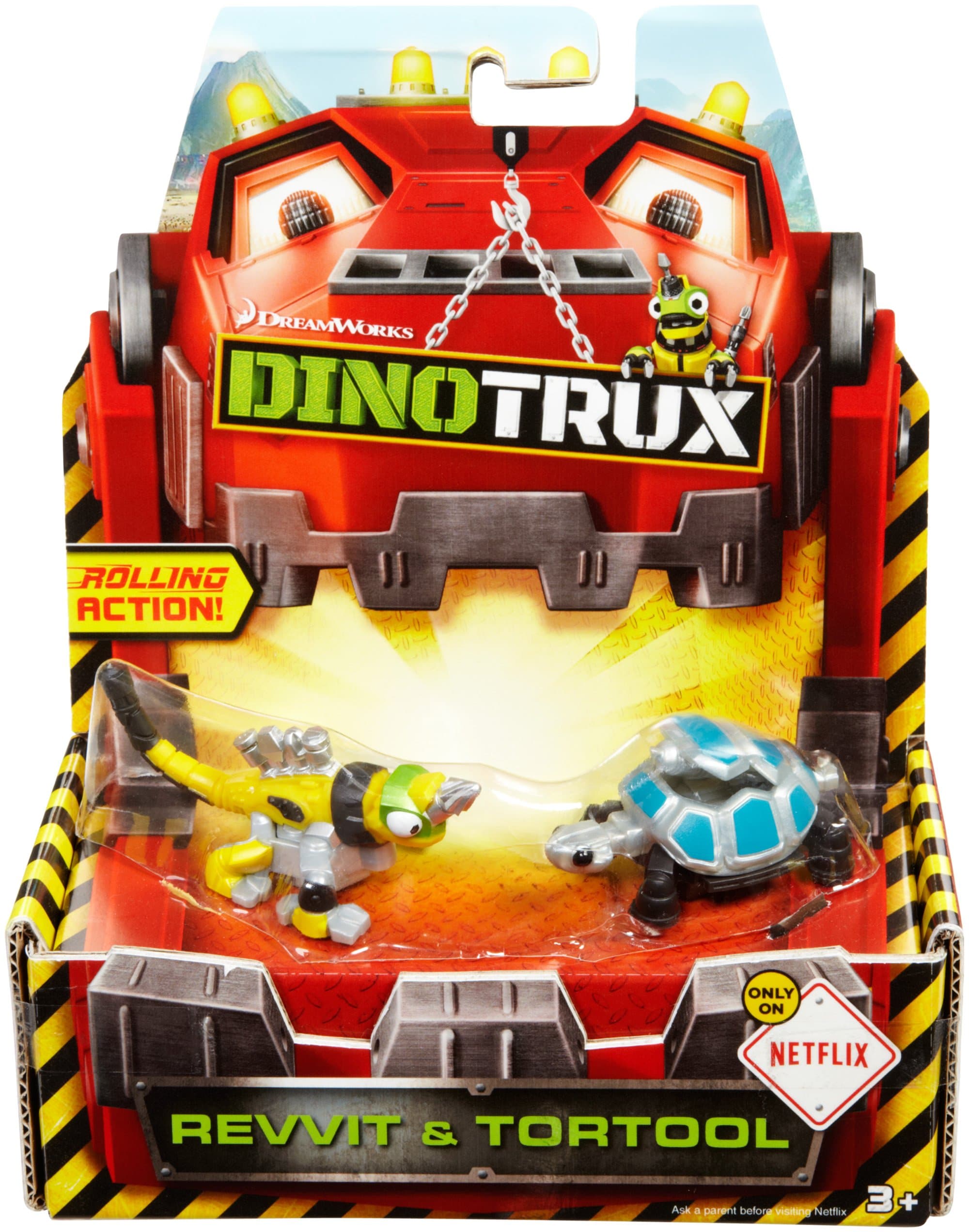 Mattel Dinotrux Diecast, Revvit & Tortool (2-pack)