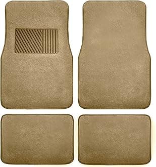 FH Group F14403Beige Universal Fit Carpet Beige Automotive Floor Mats Fits Most Cars, Suvs And Trucks With Heel Pad Deluxe