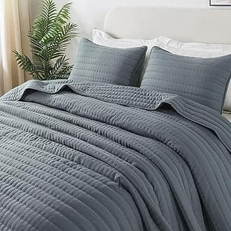 ROARINGWILDBlue Queen Size Quilt Bedding Sets with 2 Pillow Shams, Full Lightweight Soft Bedspread Coverlet, Quilted Blanket Thin Comforter Bed Cover for All Season, 3 Pieces, 90x90 inches