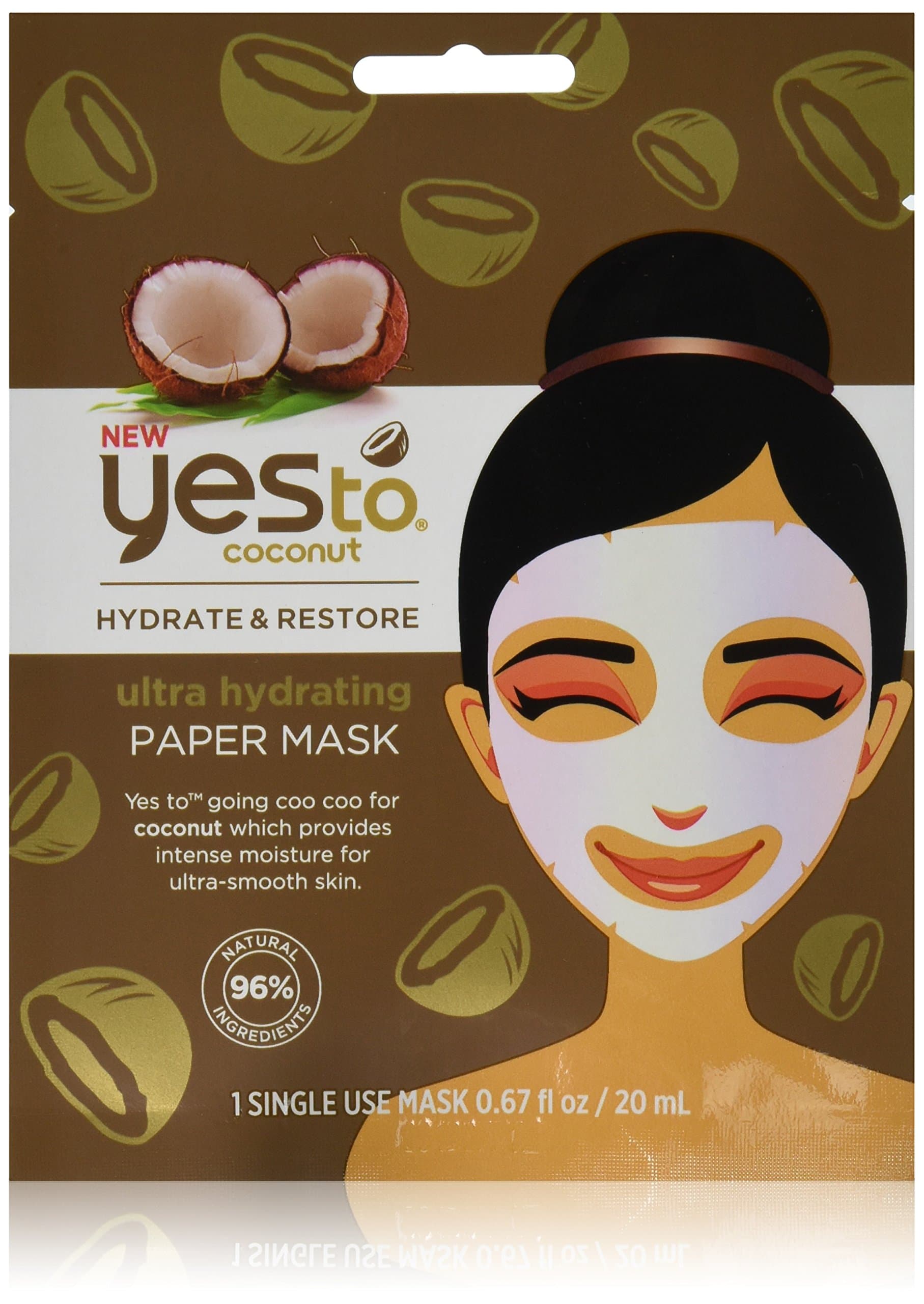 YES TOCoconut Paper Mask, 0.67 fl oz (Pack of 12)