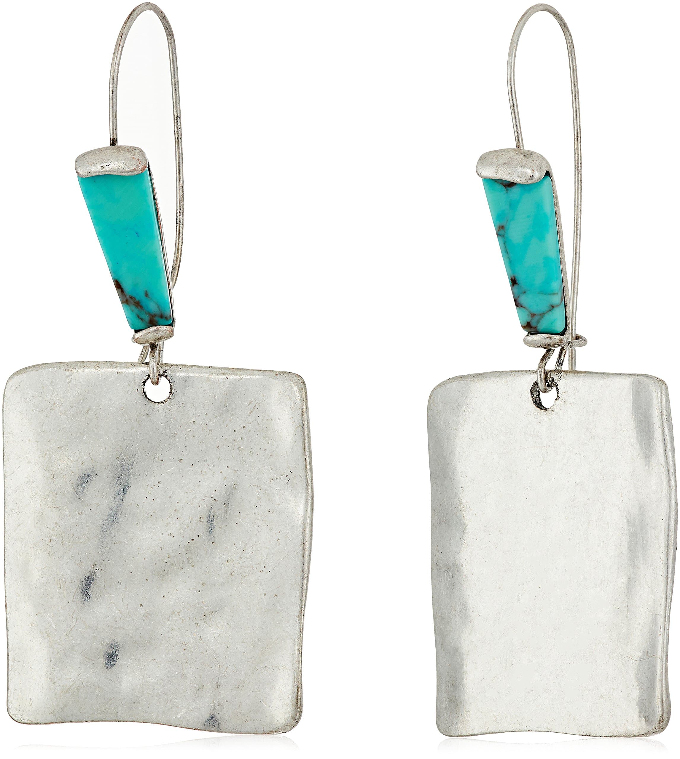 Robert Lee Morris Soho Womens Square Turquoise Stone Dangle Earrings, Turquoise/Silver 5