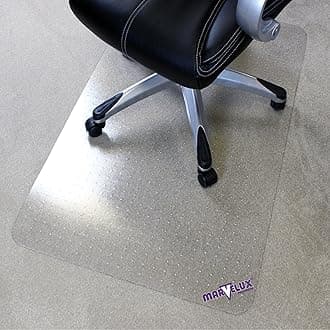 – Marvelux 90 x 120cm Premium Polycarbonate Chair Mat, Heavy Duty Office Chairmat for Medium Pile Carpets, Durable Clear Rectangular Carpet Protector Mat, Made in the UK