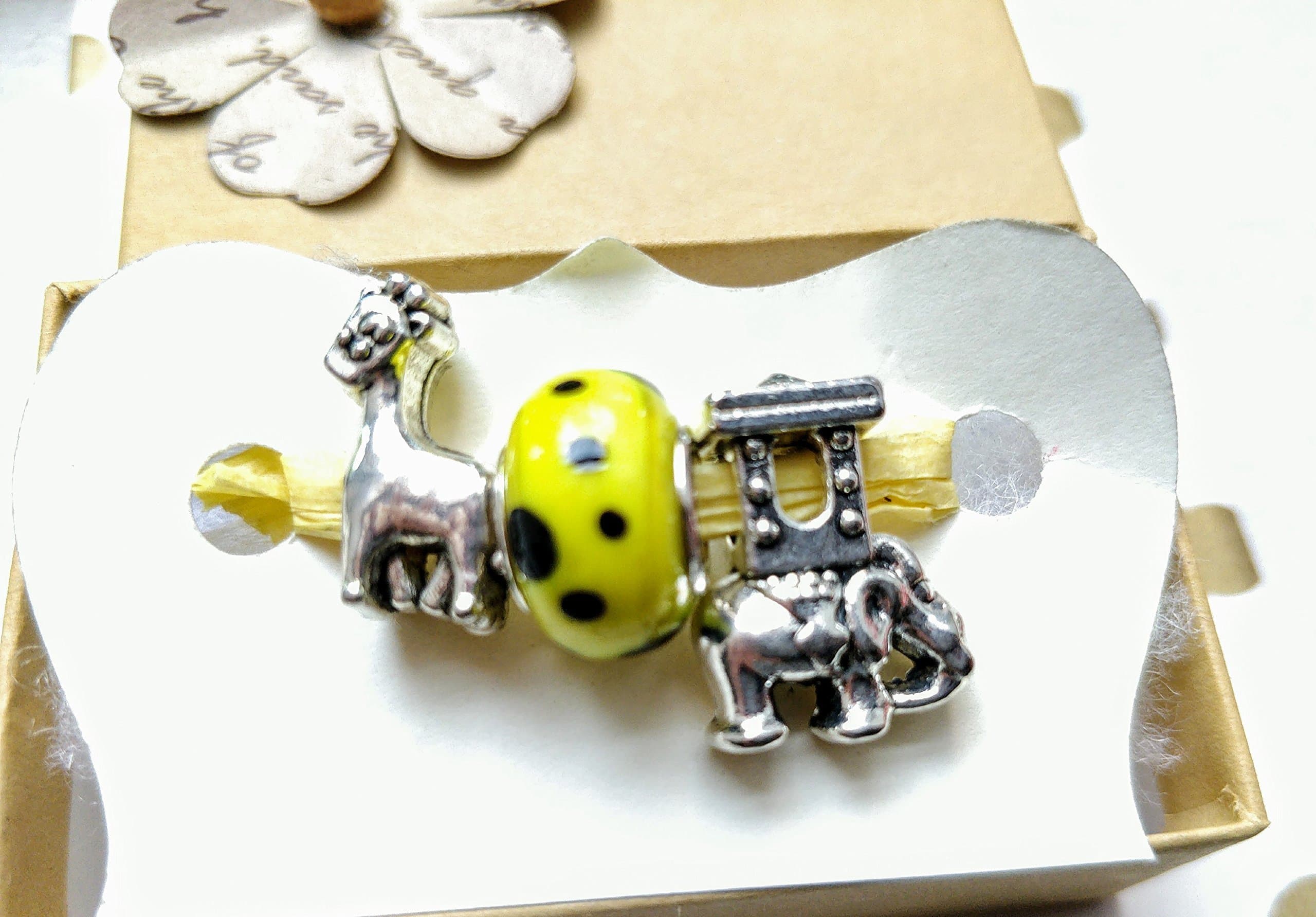 Elephant Giraffe Murano Spacers Beads Set for European Snake Chain Bracelets