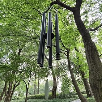 Extra Large Wind Chimes Outdoor Deep Tone,66 Inch Wind Chimes for Outside with 6 Tubes Tuned Relaxing Melody,Memorial Wind Chimes Large for Mom,Garden Decor,Black