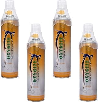 Light Weight & Portable Citrus Oxygen Can Cylinder Canister With Protective Mask For Air Pollution Protect, Quick Recovery, Boosting Immune System, Easy To Carry (150 Breaths Approx.) Pack-4