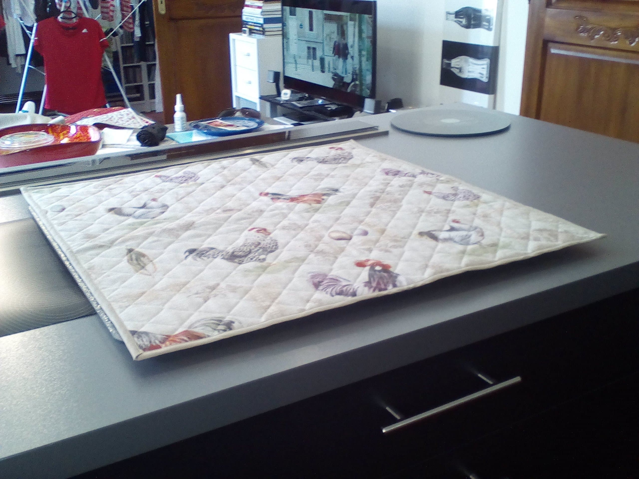 jojo la cigale - Protège Plaque de Cuisson sur Mesure BRUYERE Coloris Lin - 71 cm, 61 cm