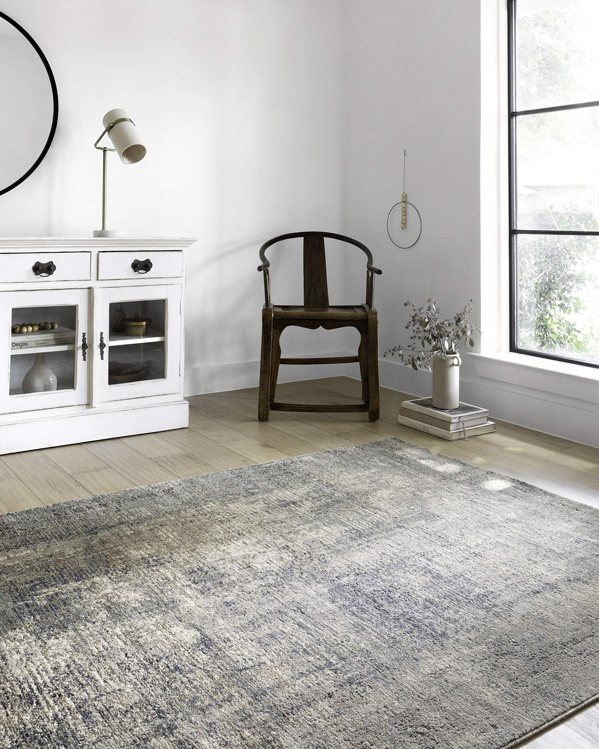 Loloi Teagan Collection 6'-7" x 9'-2" Area Rug in Denim/Slate - Large Area Rug, Soft Neutral Rug, High-Traffic Area Rug for Living Room, Bedroom, Home Office, Dining Area