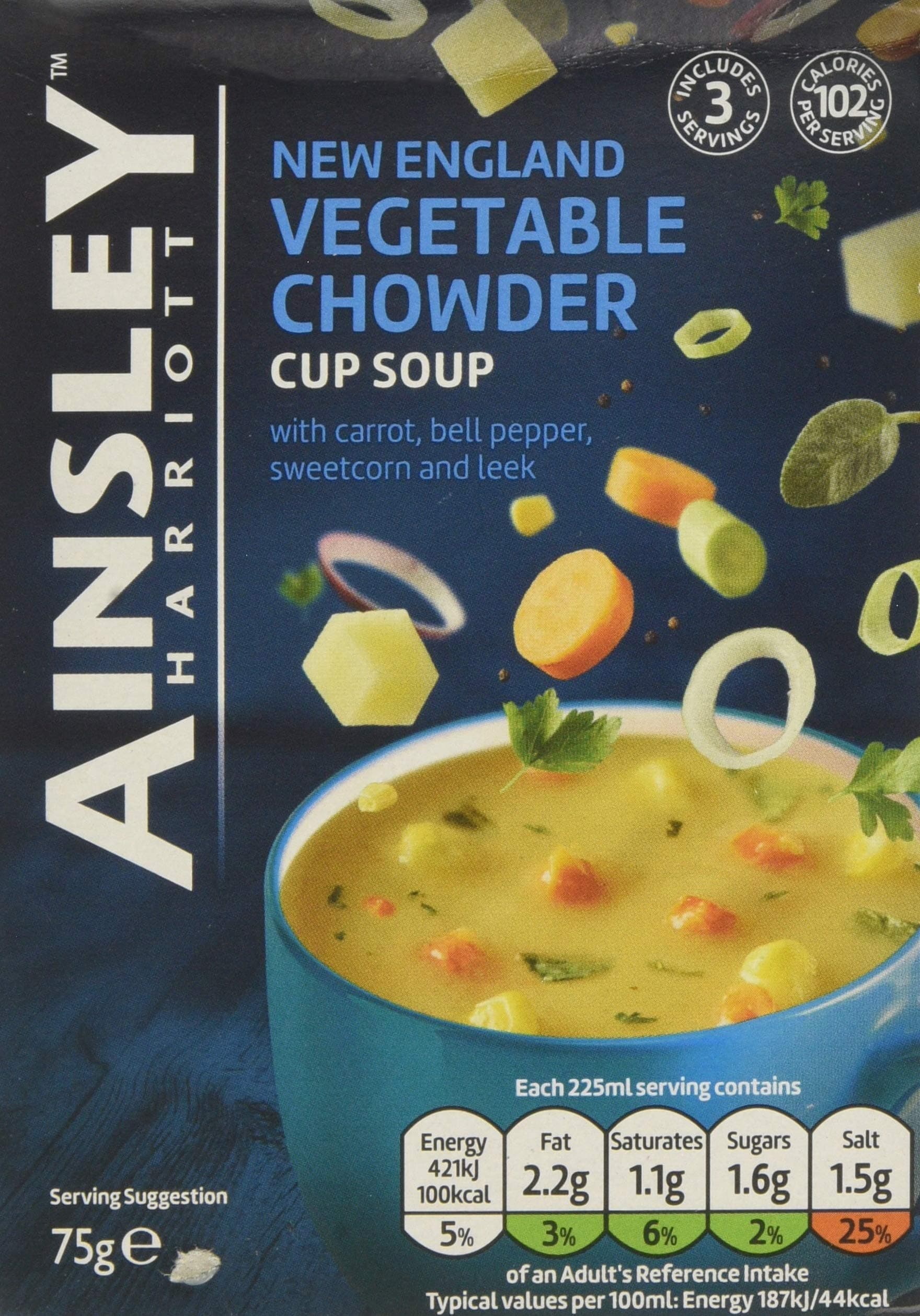 Ainsley Harriott New England Veg Chowder Cup Soup, 75 g, Pack of 12