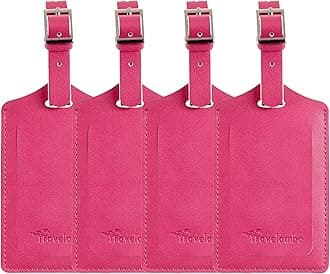 Travelambo Luggage Tags for Suitcases PU Leather Travel Tags Bag Tags Privacy Protection Travel Essentials