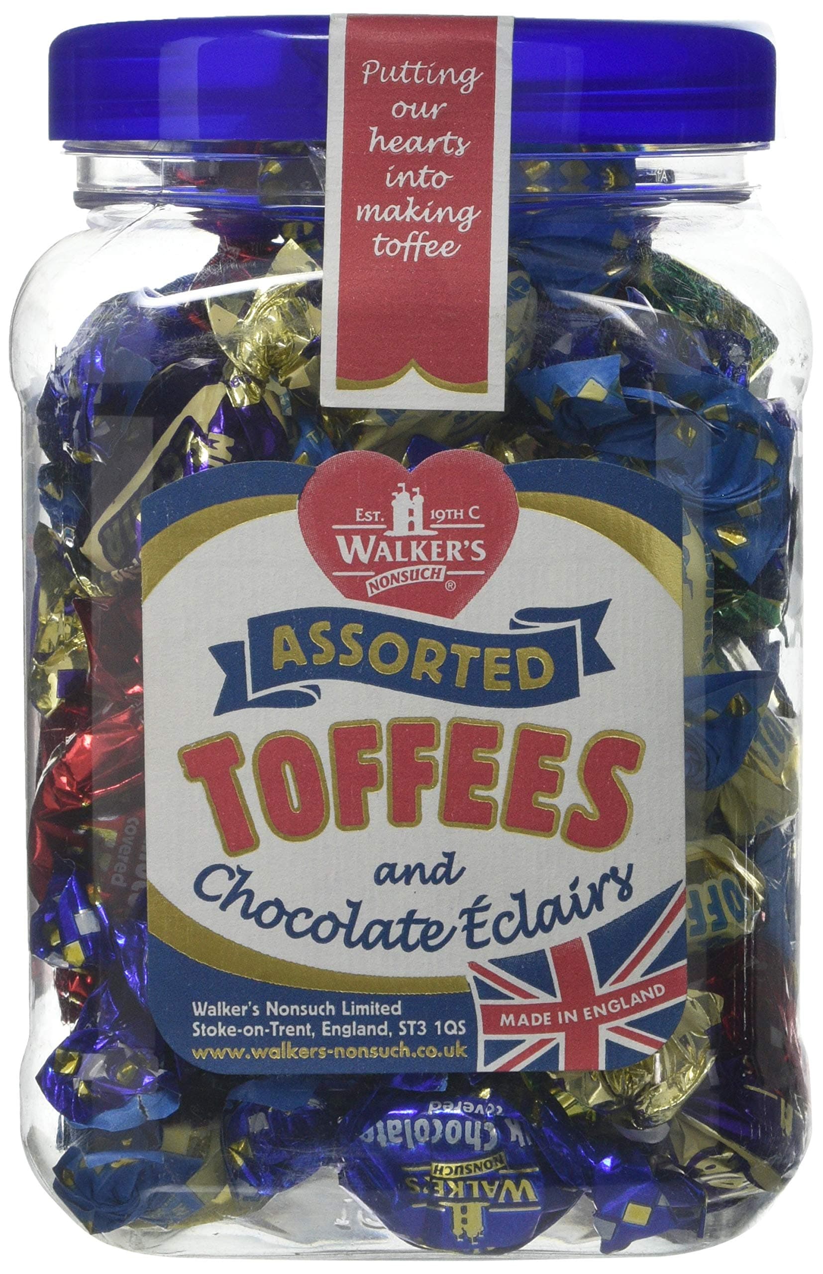 Walkers Nonsuch Assorted Toffees and Chocolate Eclairs Gift Jar, 450 g