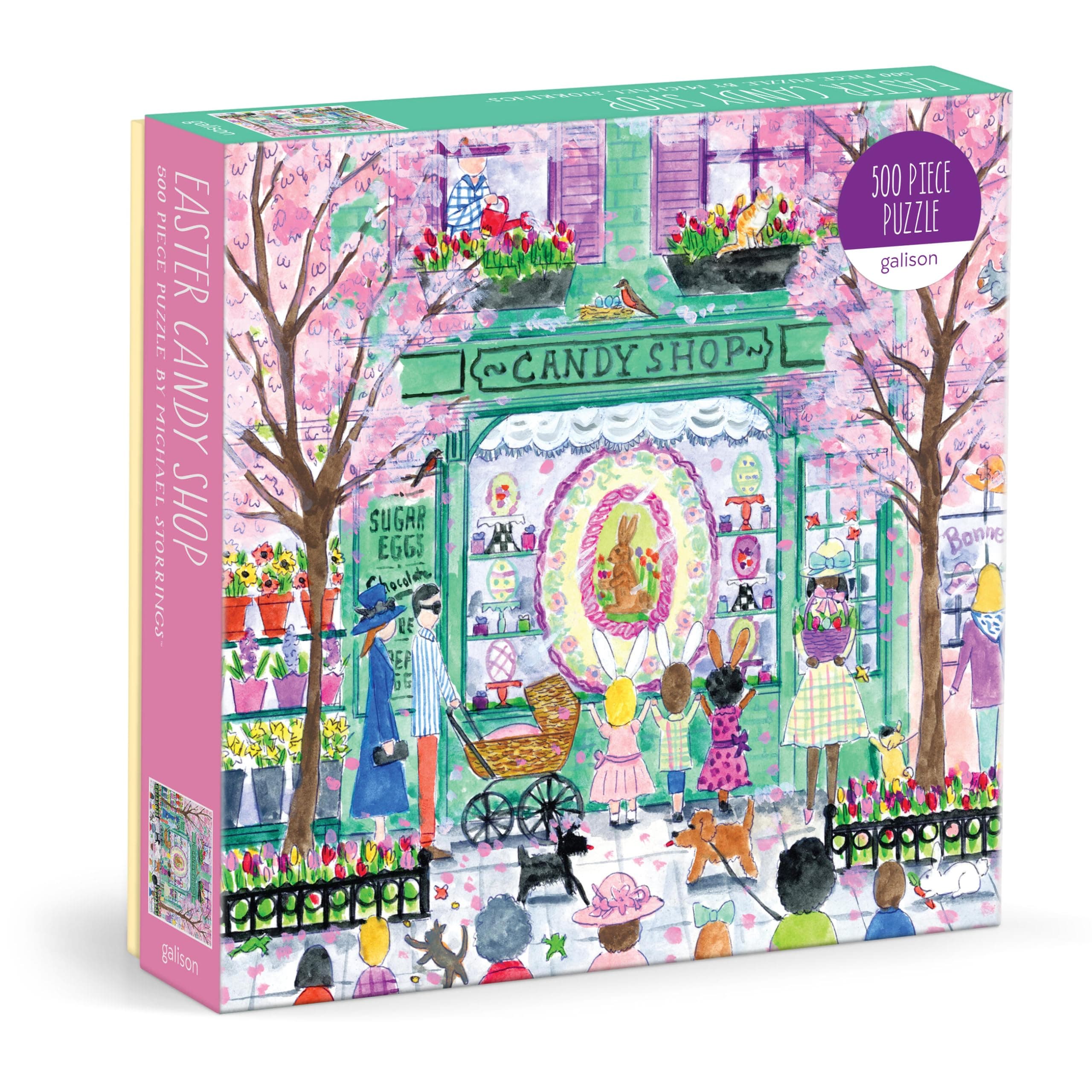 Galison Easter Candy Shop – 500 Piece Michael Storrings Jigsaw Puzzle Featuring Beautiful Artwork Of An Easter Candy Confectionery