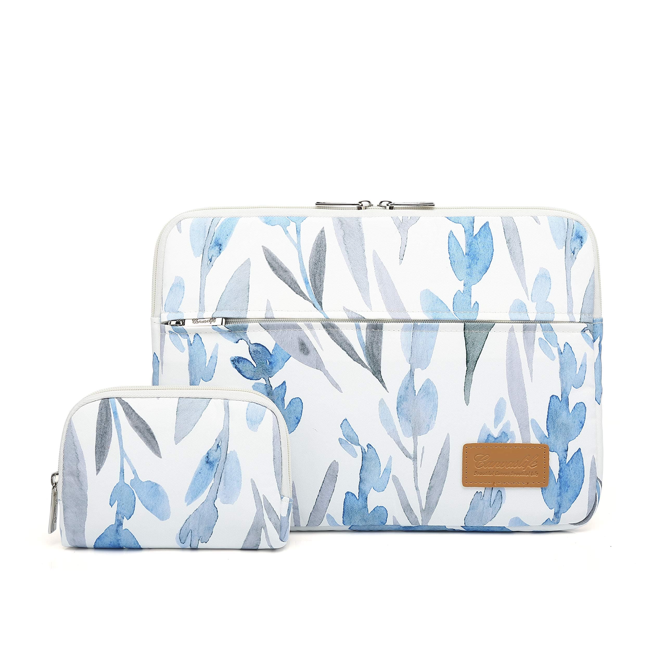 Canvaslife Daffodils Pattern 360 Degree Protective 13 inch Canvas Laptop Sleeve with Pocket 13 Inch 13.3 Inch Laptop Case