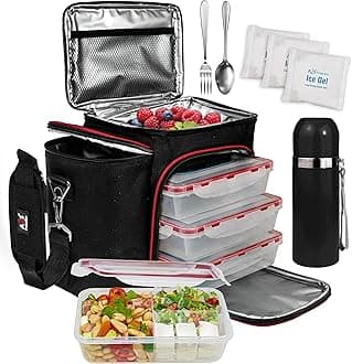 A2S Protection Complete Meal Prep Lunch Box Cooler Bag 3X Portion Control Bento Lunch Container, 290 g