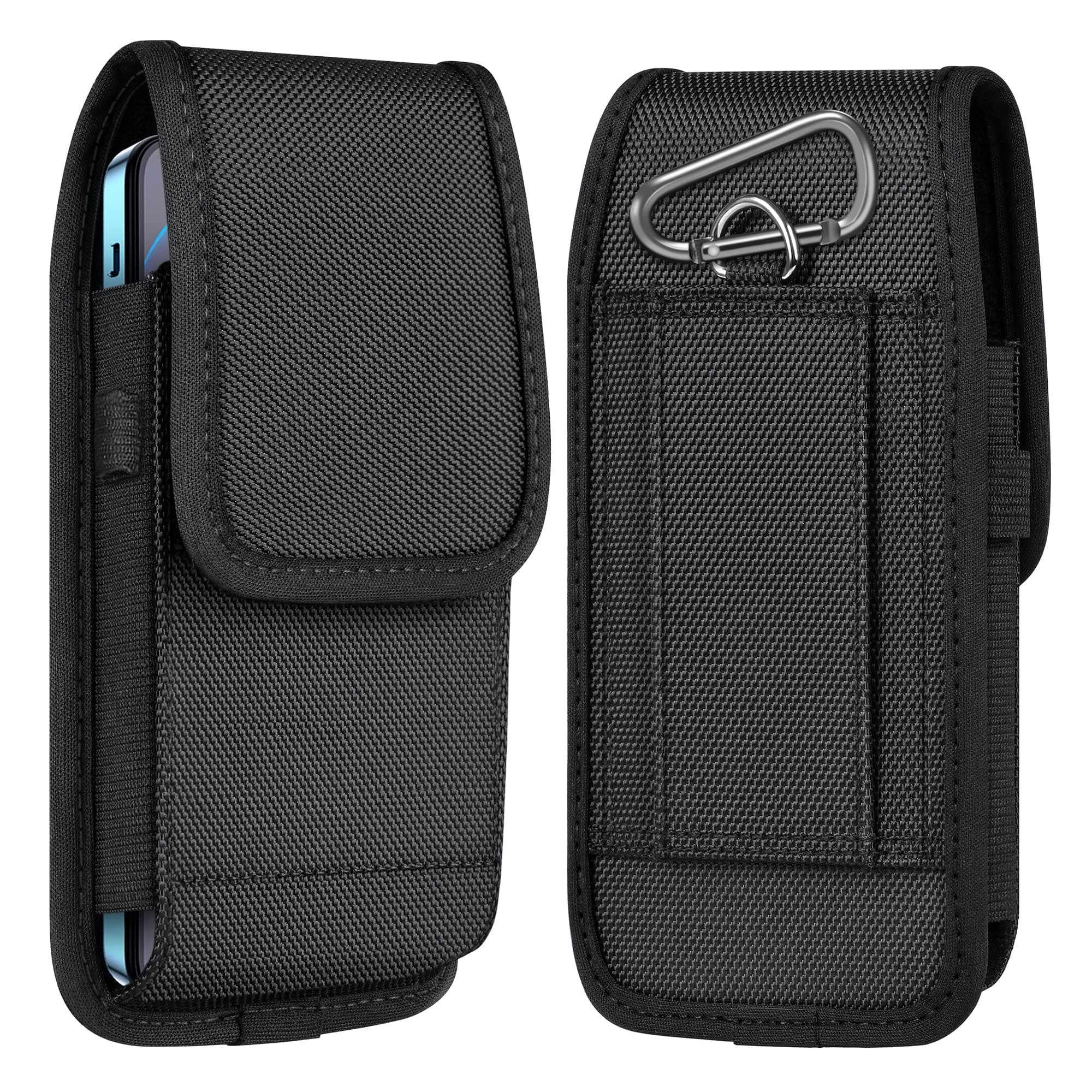 ykooe Cell Phone Pouch Nylon Belt Holster Case Compatible with iPhone SE 2020/2022, 8, 7, 6, 13/12 Mini, Samsung Galaxy S10E, Black - S