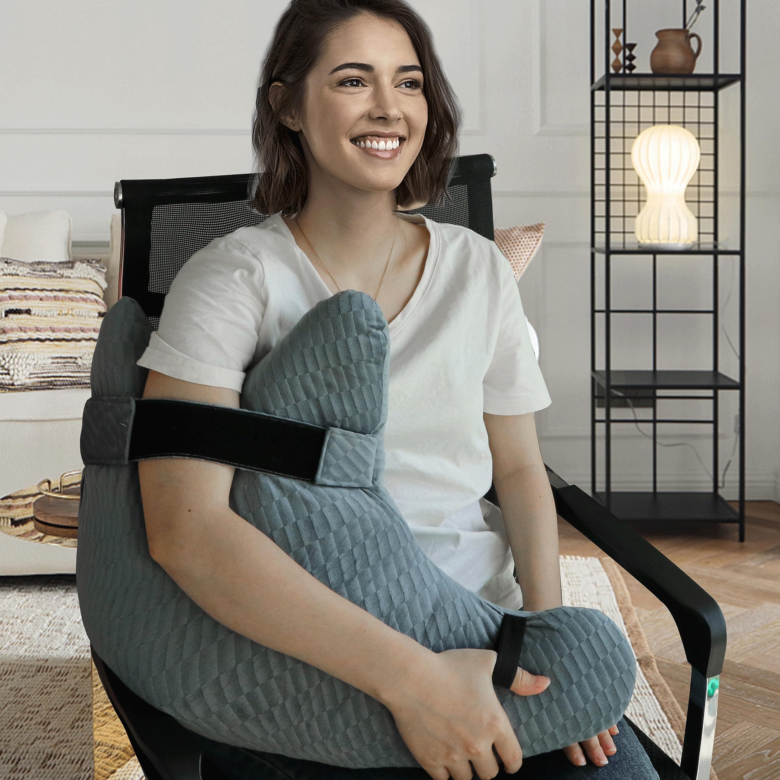 Post Shoulder Surgery Pillow, Shoulder Pillow for Shoulder Pain, Rotator Cuff Pillow, Arm Pillows for Adults After Surgery, Side Sleeper Pillow for Neck and Shoulder Pain Relief (blue with strap)