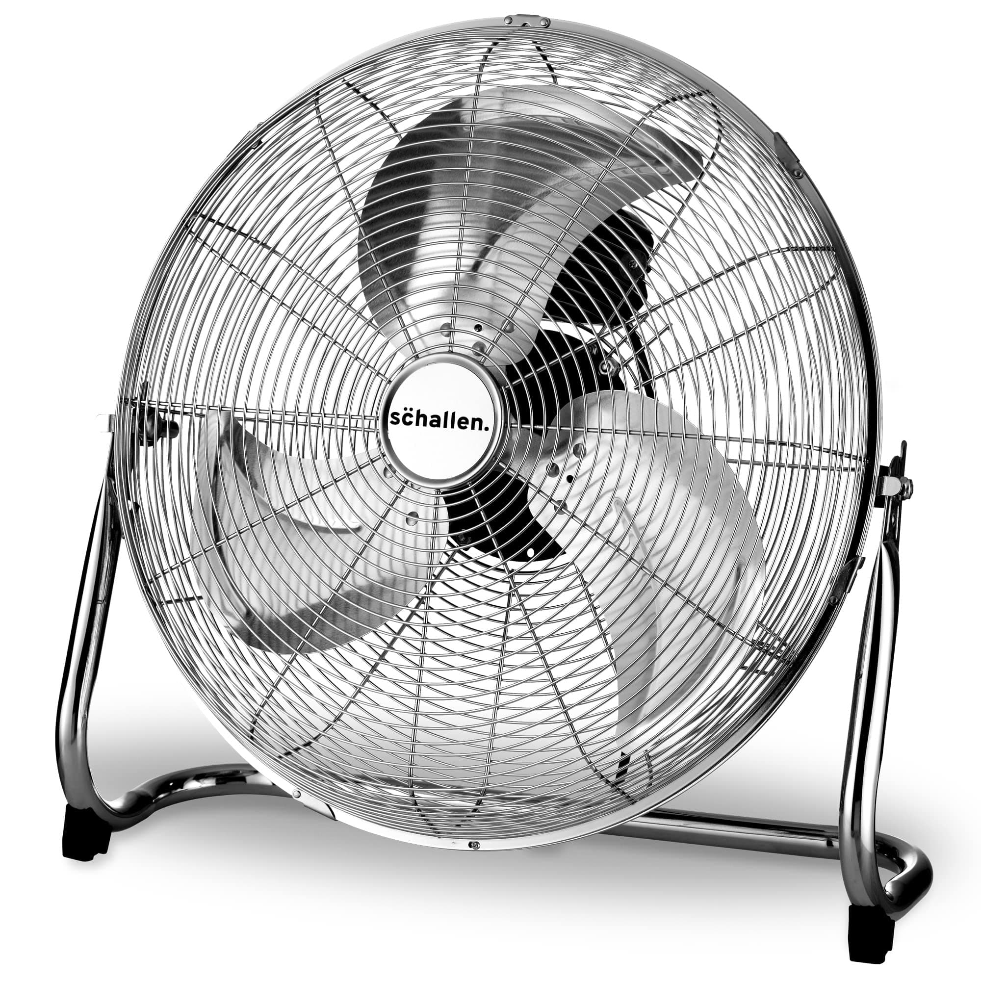 Schallen Chrome Silver Metal High Velocity Cold Air Circulator Adjustable Floor Fan with 3 Speed Settings (18")