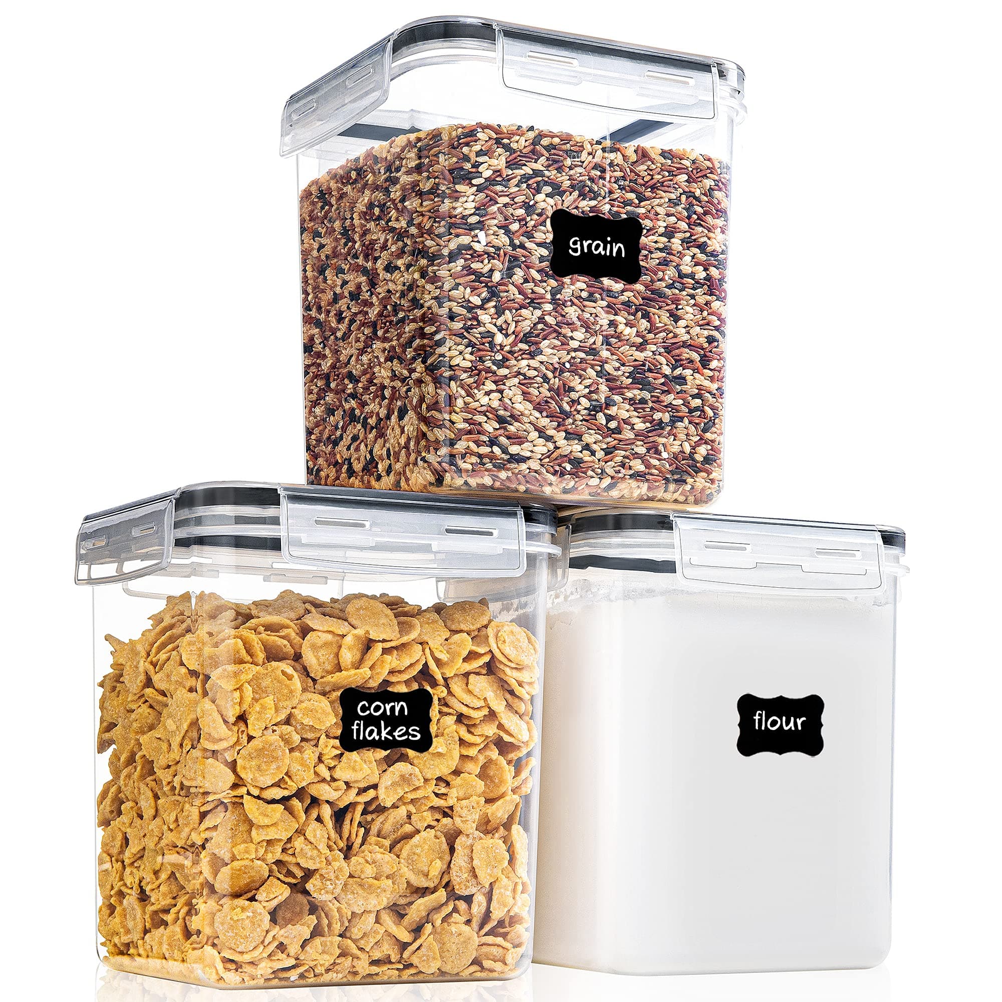 Medium Food Storage Containers with Lids Airtight 2.5L /84.5Oz, for Flour, Sugar, Baking Supply and Dry Food Storage, 3PCS BPA Free Plastic Canisters for Kitchen Pantry Organization
