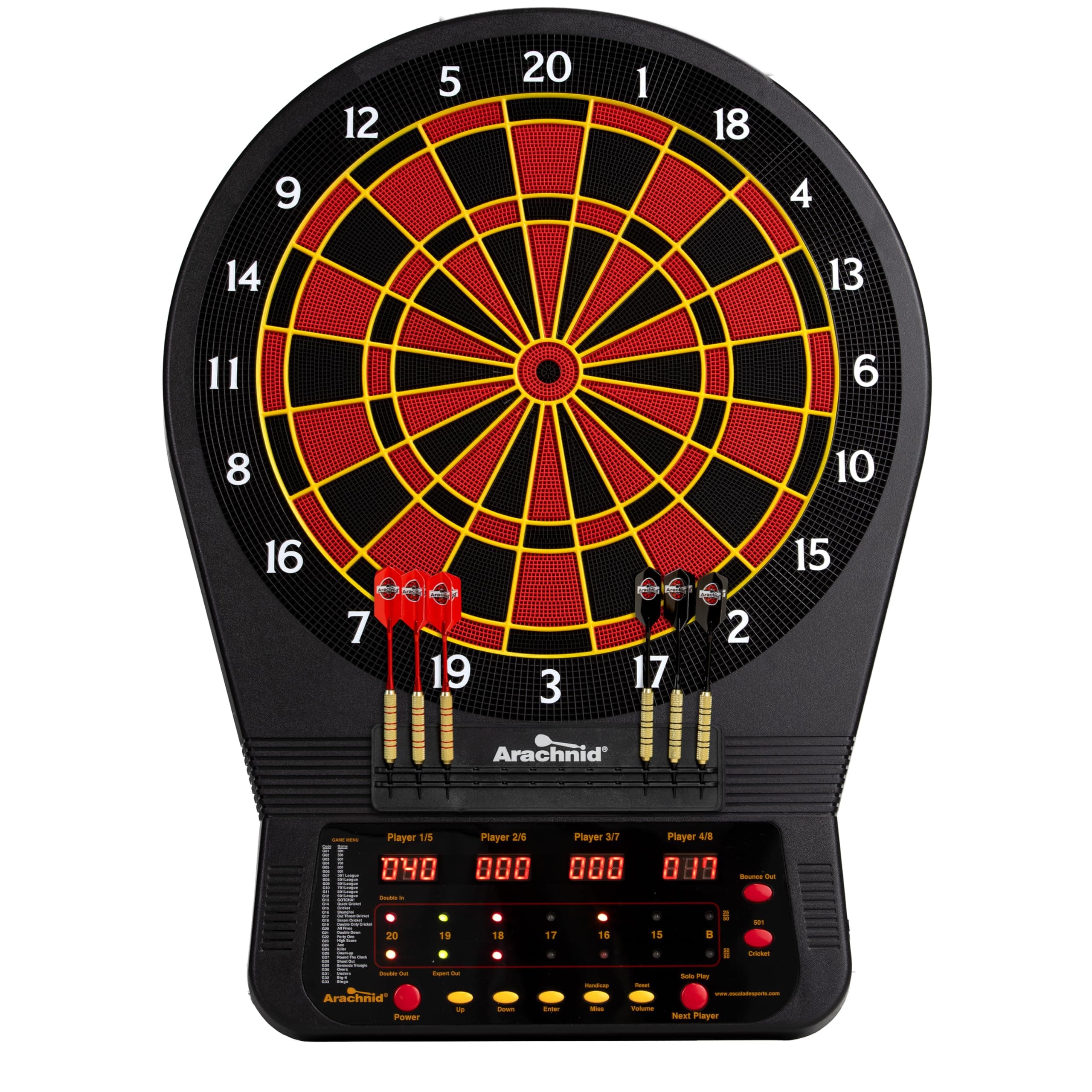 Arachnid Cricket Pro Tournament-Quality Dartboard with 35 Games and 318 Variations (6 Cricket Games)