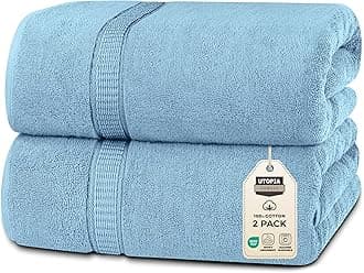 Utopia Towels Luxurious Jumbo Bath Sheet 2 Piece, 600 GSM, 35 by 70 Inches, 100% Ring Spun Cotton, Highly Absorbent and Quick Dry Extra Large Bath Towel, Super Soft Towel, Sky BlueOEKO-TEX STANDARD 100