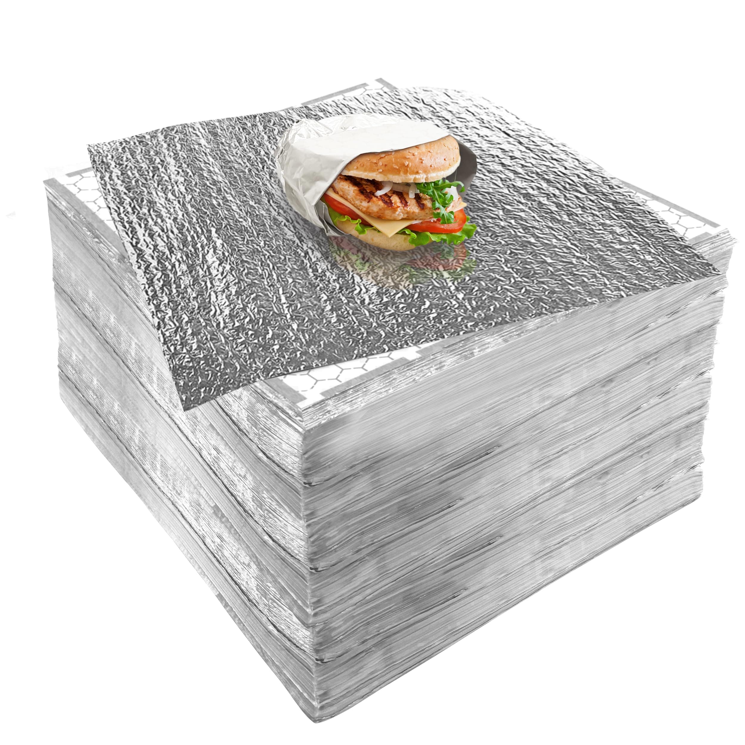 Insulation Sandwich Wrapping Paper Aluminum Foil Sheets - [200 Pack] - (14" x 16") - Aluminum Foil Sandwich Wrap Sheets For Sandwich Wraps, Burritos and BBQ