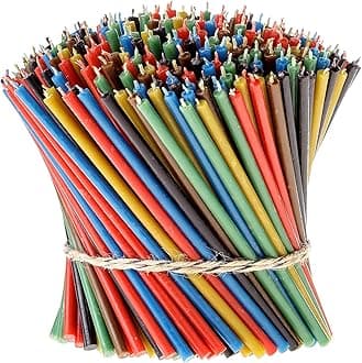 Thin Taper Beeswax Candles - Honey-Scented, Decorative Candles Ideal for Birthday Decoration or Church Prayers - 6 Colors Drip Free, Tall & Smokeless Pack of 300 pcs, 6.5 x 0.22 inch
