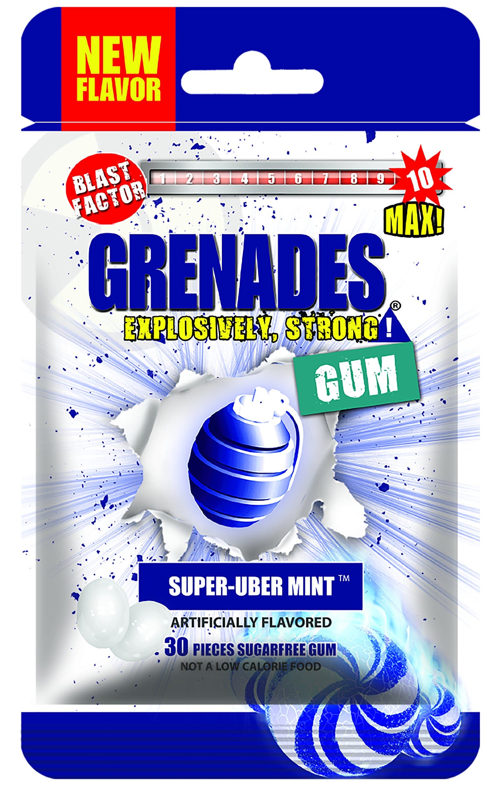 Gum - 30ct Bag - STRONG MINT GUM (Super-Uber Mint) - Ultimate Fresh Breath & Serious Nose Blasting Power - Sugar-Free Chewing Gum