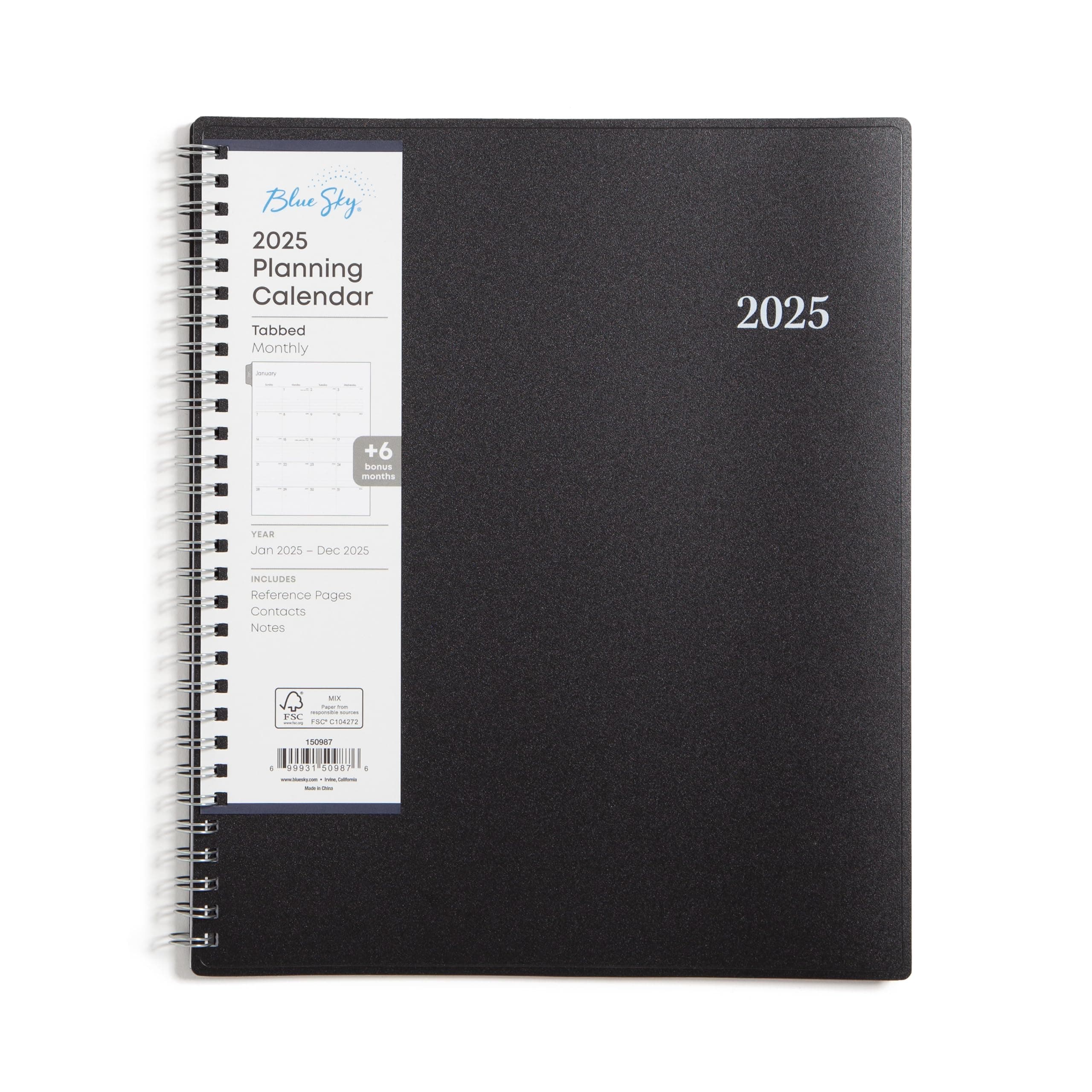 Blue Sky 2025 Monthly Planner Calendar, Includes January 2025 - December 2025, 8" x 10", Monthly Layout, Flexible Cover, Laminated Tabs, Wirebound, Enterprise