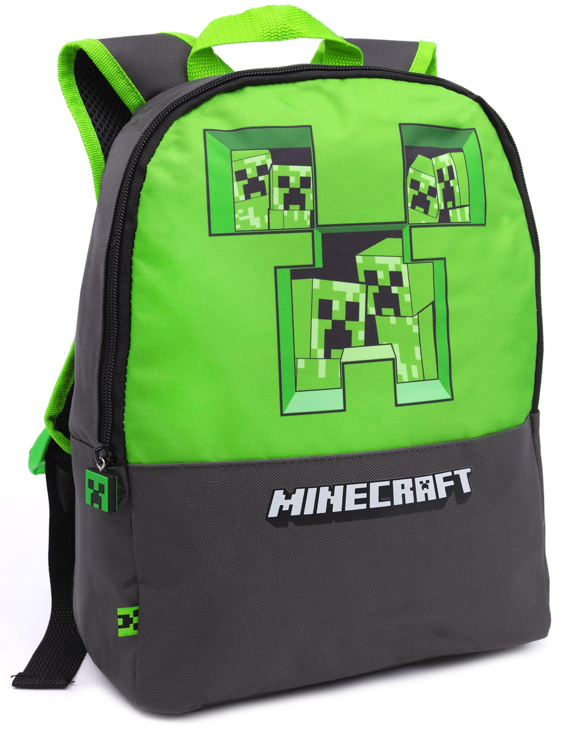 Minecraft Backpack Kids Pixel Creeper Pierced School Bag Grey One Size Sixteen if Grey, One Size, Sixteen If Grey, Taille unique, backpacks