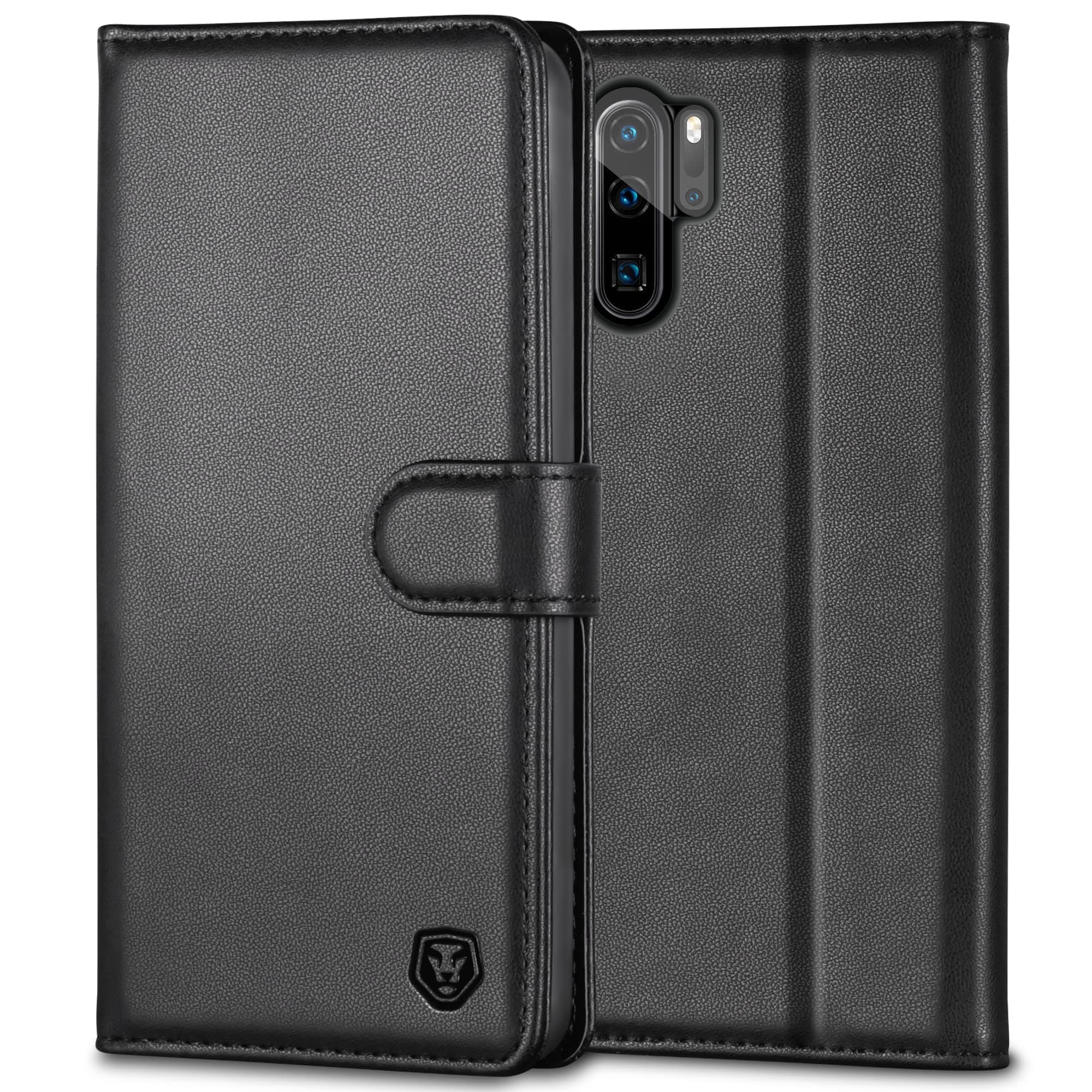 for Huawei P30 Pro Case, Flip Wallet Leather Case with 4 Card Slots Magnetic Closure Kickstand Shockproof Protective Phone Case for Huawei P30 Pro - Black