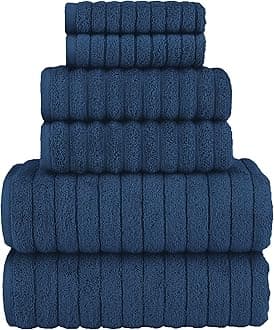 Elegant Comfort 100% Turkish Cotton Corduroy Ribbed Luxury Bath Towels 6-Piece Set, Premium Feel - Quick Dry, Highly Absorbent, Contains 2 Bath Towels, 2 Hand Towels, and 2 Washcloths, Navy